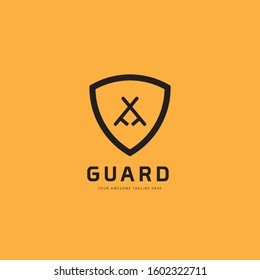 Security stick inside shield symbol, modern security logo template design