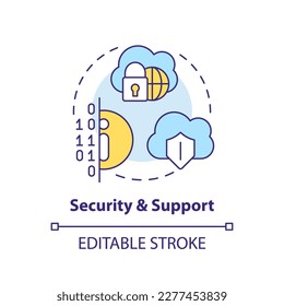 Security and support concept icon. Private information. Data lake architecture abstract idea thin line illustration. Isolated outline drawing. Editable stroke. Arial, Myriad Pro-Bold fonts used