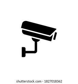 Sicherheits- oder Überwachungskamera-Symbol auf Schwarz. Vektor EPS10. Einzeln auf weißem Hintergrund