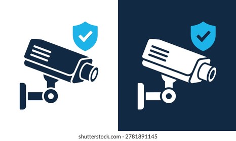 Security surveillance camera icon collection, modern flat glyph symbols, privacy, protection, monitoring, safety, and observation.