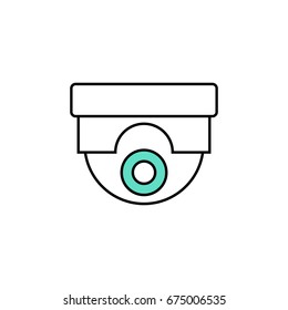 Security surveillance camera  line icon. Line icons with flat design elements on white background. Symbol for your web site design, logo, app, UI. Vector illustration, EPS