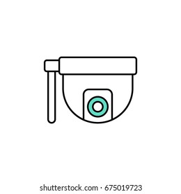 Security surveillance camera line icon. Line icons with flat design elements on white background. Symbol for your web site design, logo, app, UI. Vector illustration, EPS