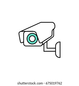 Security surveillance camera line icon. Line icons with flat design elements on white background. Symbol for your web site design, logo, app, UI. Vector illustration, EPS