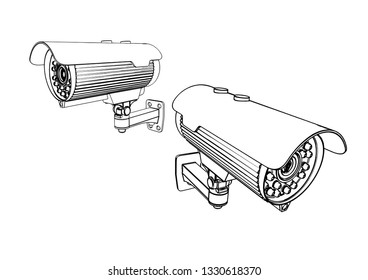 Security Surveillance CCTV Camera Watch Illustration Logo Silhouette