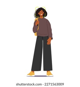 Concepto De Seguridad Y Vigilancia, Reconocimiento En Teléfonos Móviles Y Equipos Para Una Autenticación De Usuario Conveniente Y Segura. Mujer con marco de visor en la cara. Ilustración de vectores de personas de caricatura