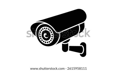 Security Surveillance Icon: A sleek, minimalist icon of a surveillance camera, rendered in black, symbolizing vigilance, protection, and modern security measures.