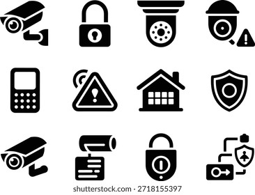 Conjunto de iconos de seguridad y vigilancia