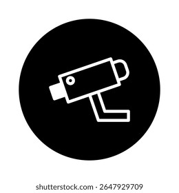 Ícone do sistema de vigilância de segurança símbolo CCTV câmera monitoramento sistema de proteção segurança conceito seguro em círculo