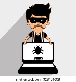 Security and surveillance system over gray background, vector graphic.