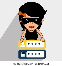 Security and surveillance system over gray background, vector graphic.