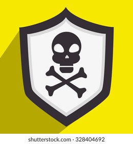 Security and surveillance system over yellow background, vector graphic.