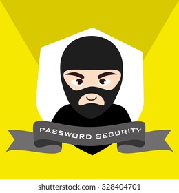 Security and surveillance system over yellow background, vector graphic.
