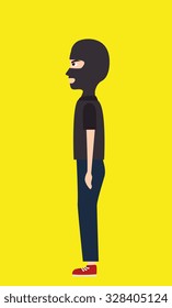 Security and surveillance system over yellow background, vector graphic.