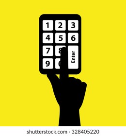Security and surveillance system over yellow background, vector graphic.