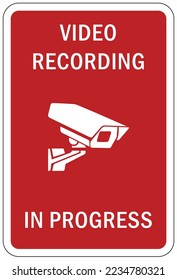 Security surveillance warning sign and labels, property under surveillance camera
