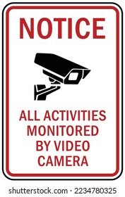 Security surveillance warning sign and labels, property under surveillance camera