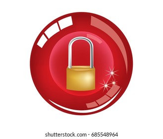 Security symbol button for locking computers, cash register - log out