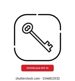 Security symbol, key outline vector icon