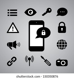 security symbol on gray background