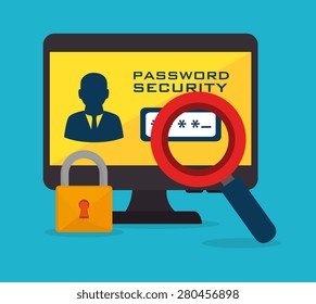 Security system design over blue background, vector illustration.