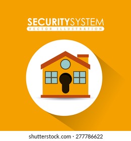Security system design over yellow background, vector illustration