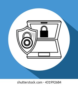 Security system design. protection icon. isolated illustration, vector