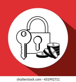Security system design. protection icon. isolated illustration, vector