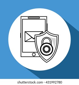Security system design. protection icon. isolated illustration, vector