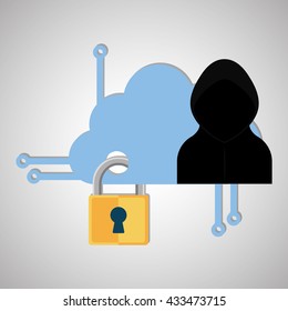 Security System design. Protection icon. Isolated illustration, vector
