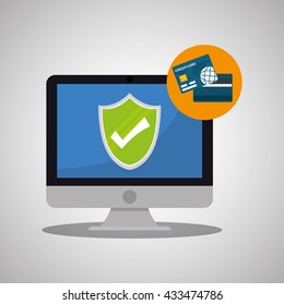 Security System design. Protection icon. Isolated illustration, vector