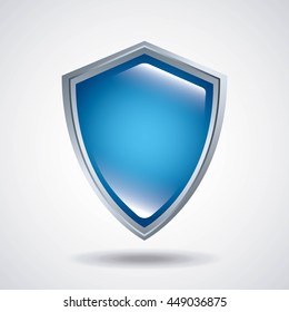 Security system design represented by blue shield icon. Colorfull illustration. 