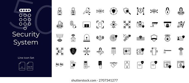 Conjunto de iconos editables de Duotone del sistema de seguridad