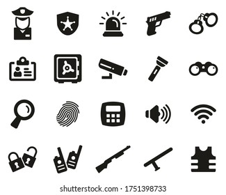 Iconos de sistemas de seguridad y equipos Negro y Blanco Juego Grande