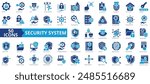 Security system icon collection set. Containing access control, cctv, intrusion detection, encryption, firewall, biometric, authentication icon. Simple flat  vector.