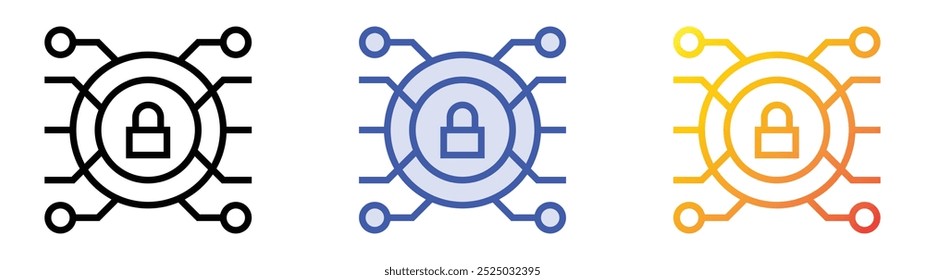 security system icon. Linear, Blue Fill and Gradient Style Design Isolated On White Background