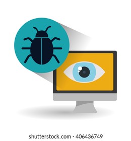 Security system icon over white background, vector illustration