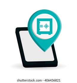 Security system icon over white background, vector illustration
