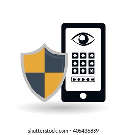 Security system icon over white background, vector illustration