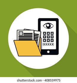 Security system icon over white background, vector illustration