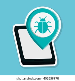 Security system icon over white background, vector illustration