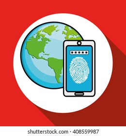 Security system icon over white background, vector illustration
