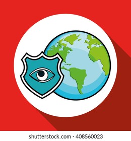 Security system icon over white background, vector illustration