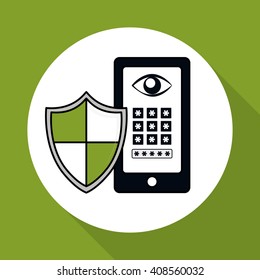 Security system icon over white background, vector illustration