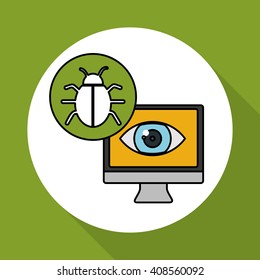 Security system icon over white background, vector illustration