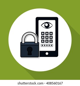 Security system icon over white background, vector illustration