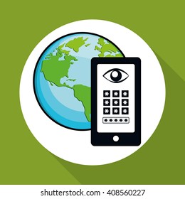 Security system icon over white background, vector illustration