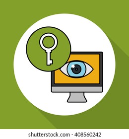 Security system icon over white background, vector illustration