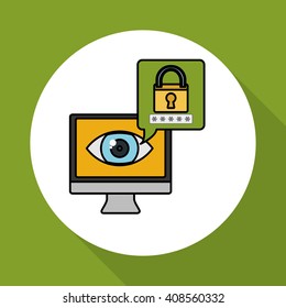 Security system icon over white background, vector illustration