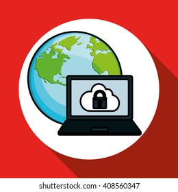 Security system icon over white background, vector illustration