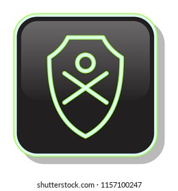 Security System Icon. Protection Shield. Cyber Security concept. Editable stroke flat icons. Simple thin line art logo. Neon web app button. Vector illustration. 